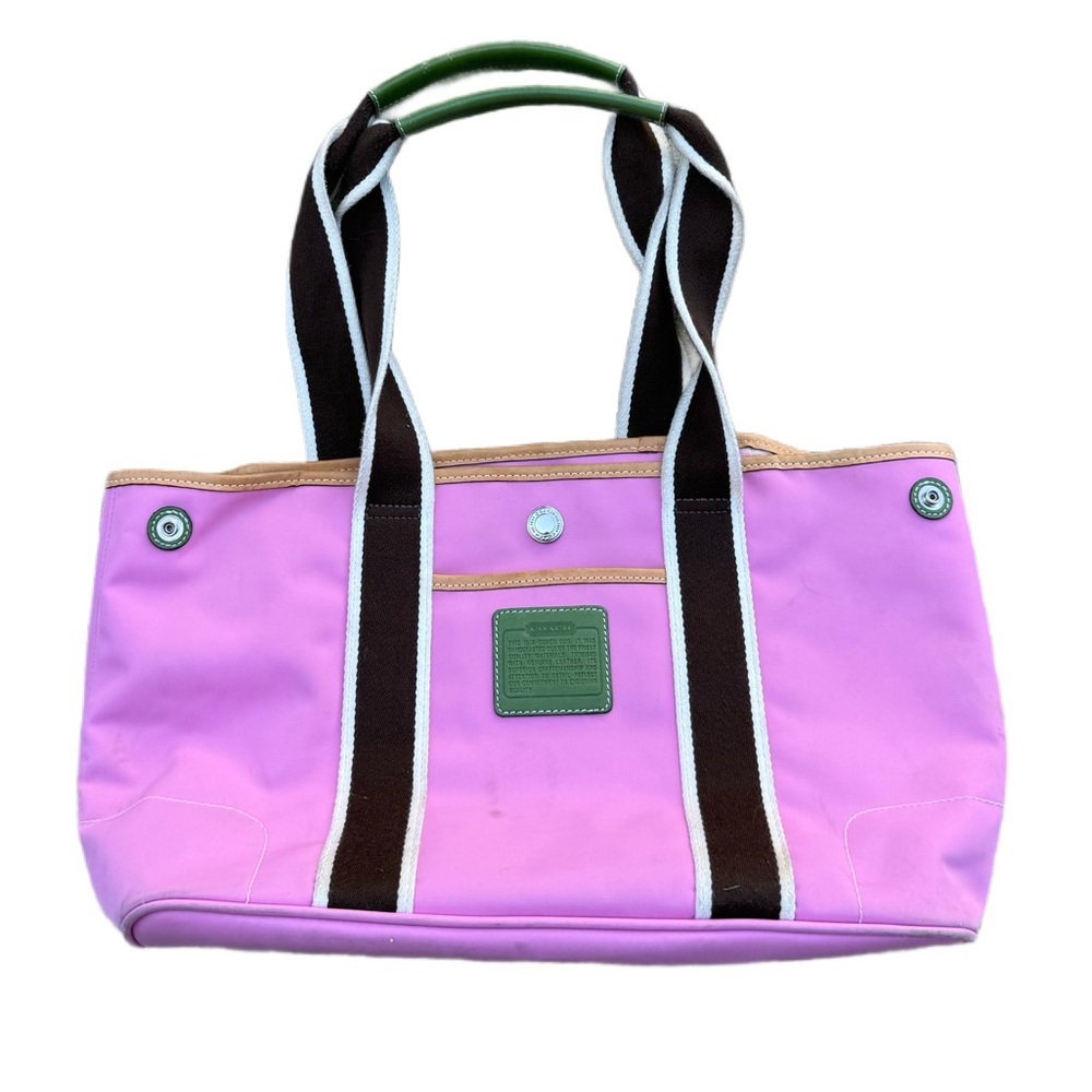 Vintage Coach Hampton purse pink Tote Bag with Green Accents